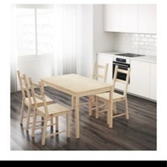 【値下げしました！】IKEAダイニングテーブル&椅子2脚　2000円