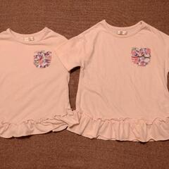 姉妹 双子コーデ 半袖Tシャツ ピンクセット 120 130