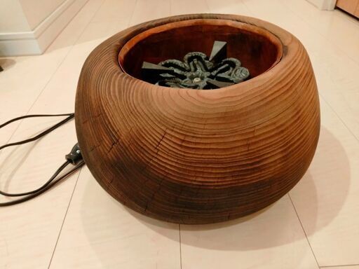 葉山「工房杢」鎌倉茶道具　ニクロム線火鉢　天然木製　作家物