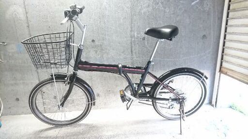 折りたたみ自転車中古 CV-ONE 外装6段変速 カゴ付き タイヤ20インチ カラーブラック