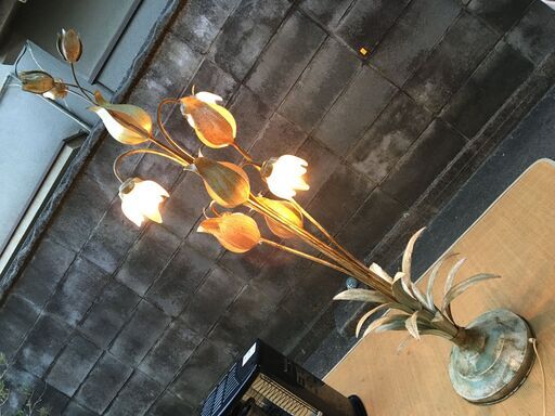 更に更にお値下げ【珍品 夜のお店】アイアン 鉄 葉っぱ 花 オブジェ