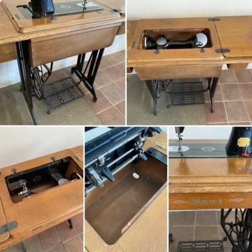 昭和レトロ 足踏み式ミシン Broex ブロックス 黒ミシン ケース