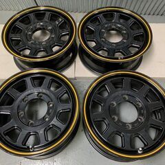 200系ハイエース☆15×6J 6H139.7 ＋33 ブラック/イエローライン ブレ 