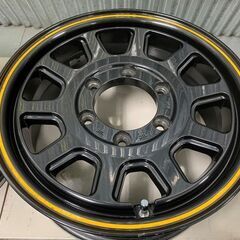200系ハイエース☆15×6J 6H139.7 ＋33 ブラック/イエローライン ブレ 
