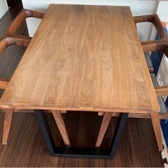 ダイニングテーブルセット 幅135cm 5点セット 4人掛け ダイニングテーブル5点セット 食卓 オイル塗装 ウォールナット 無垢材 チェア ダイニングチェア 椅子