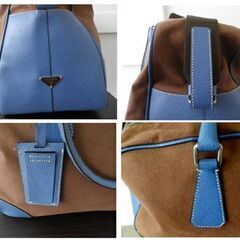 プラダ PRADA ボストンバッグ ショルダーバッグ キャンバス レザー 