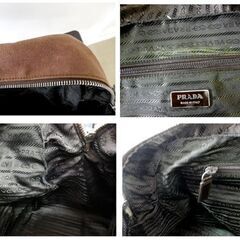 プラダ PRADA ボストンバッグ ショルダーバッグ キャンバス レザー 