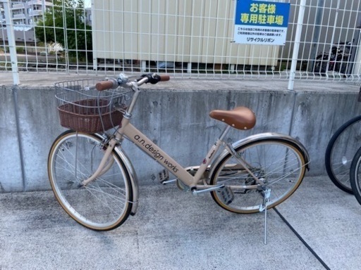 an design 24インチ 6段変速 ミルクティー ジュニア 子供 小学生 中古 自転車