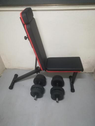 (値下げ)トレーニングベンチ　10キロダンベル×2