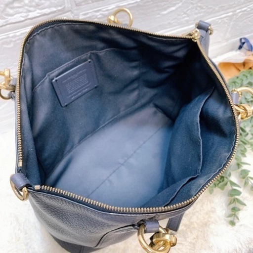 美品】COACH コーチ 2wayショルダー レザー ネイビー