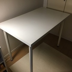 IKEA LINNMON 白テーブル  中古　汚れあり (受渡予...