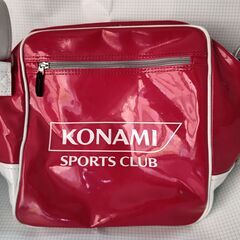 コナミ KONAMI スポーツバッグ エナメルバッグ 赤（中古）