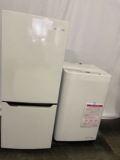 Hisence ホワイト　生活家電2点セット　冷蔵庫　HR-D15C　洗濯機　HW-T45D　引取歓迎　配送歓迎