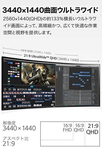 LG モニター ディスプレイ 34WL75C-B 34インチ/曲面ウルトラワイド