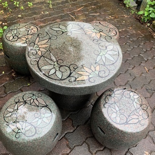 陶製ガーデニングテーブルセット