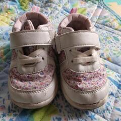 幼児 靴 白 花柄 13.5cm