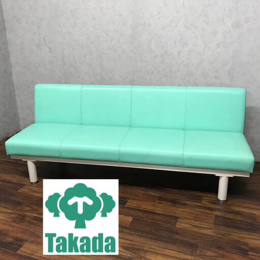 PH9/43　TAKADA ロビーチェア 4人掛け用 ベンチ 待合椅子 肘なし グリーン W1800㎜　