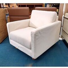 廃版モデル【MUJI スリムアーム1シーター】布張地 ファブリック ホワイト 白 1人掛けソファ 1人用ソファ 無印良品 良品計画 札幌 本郷通店