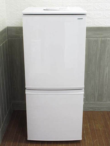 ss3599　シャープ　ノンフロン冷凍冷蔵庫　SJ-D14D-W　137L　SHARP　2ドア　冷蔵庫　つけかえどっちもドア　白　冷凍庫　ホワイト　幅48cm　耐熱トップテーブル