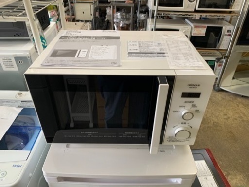 万代店　極美品　 日立 電子レンジ HMR-BK220-Z5  22L ターンテーブル ホワイト シンプル 簡単操作 2021年製