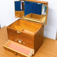 コスメボックス　メイクボックス　三面鏡付　化粧品収納ボックス