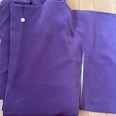 一つ紋縮緬正絹色無地(紫)  ・  袋帯  セット