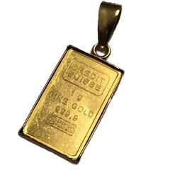 純金 リバティインゴット 1ｇ ペンダントトップ K18枠 1.4ｇ