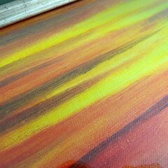 谷村一男作 油彩画 『沈む太陽』 F3 2013.3.7 夕日 海 夕焼け 額付き K.