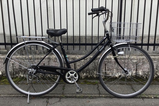 ＜整備・美品＞シティサイクル・27インチ自転車・外装6段変速・LEDライト・ブラック 鍵付き