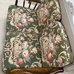 Karimoku/カリモク 2人掛けソファ ファブリック ウッドフレーム ボタニカル【ユーズドユーズ名古屋天白店】 J1862