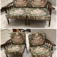 Karimoku/カリモク 2人掛けソファ ファブリック ウッドフレーム ボタニカル【ユーズドユーズ名古屋天白店】 J1862