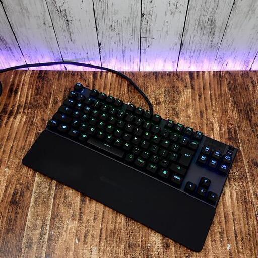【美品】SteelSeries ゲーミングキーボード APEX 7 TKL(BLUE SWITCH) 有線 USB ブラック スタンド ELディスプレイ搭載  パソコン ゲーム