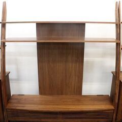 直取り直配のみ マルヨシ民芸家具 DEEP/ディープ TVボード シェルフキャビネット×2 ウォールナット 北欧風   中古家具 店頭引取歓迎 R6009)