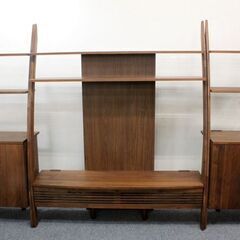 直取り直配のみ マルヨシ民芸家具 DEEP/ディープ TVボード シェルフキャビネット×2 ウォールナット 北欧風   中古家具 店頭引取歓迎 R6009)