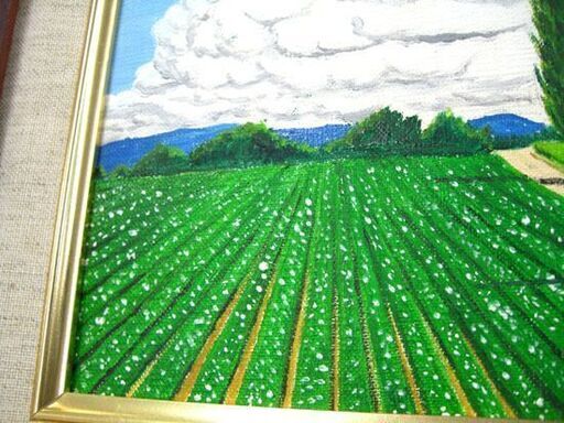 谷村一男作 油彩画 F4 『美瑛のポプラ』 2013.7.30 北海道 ジャガイモ