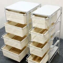 MUJI/無印良品 スチールユニットシェルフ ライトグレー 帆布バスケット