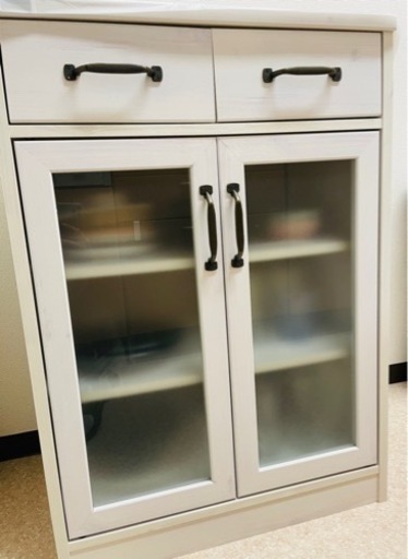 キッチンカウンター/食器棚 ホワイト北欧 58cm