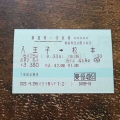 [6月25日]八王子→松本 乗車券.特急券