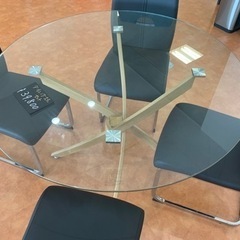 丸ダイニングテーブル　5点セット