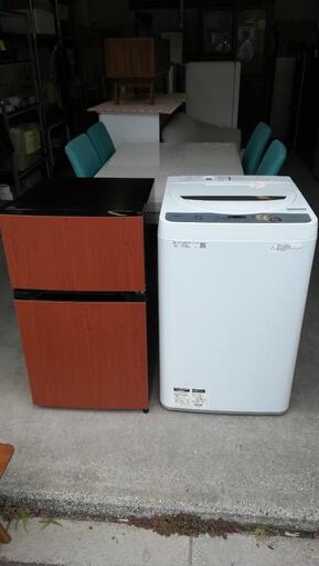セット550⭐配送と設置は無料サービス⭐シャープ洗濯機4.5kg＋アイリスプラザ冷蔵庫87L