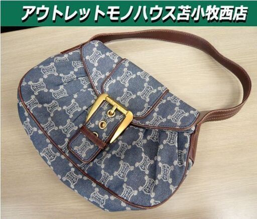 セリーヌ マカダムデニム ワンショルダー デニム×レザー CELINE USED