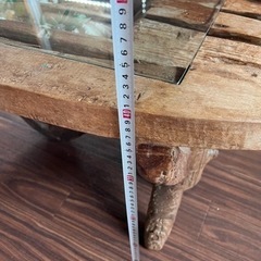 ガラス　木　テーブル　机