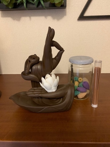 【美品】逆流香炉　ブッダ（ブロンズ）コーン付き！
