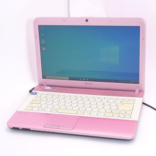 中古美品 14インチ Wi-Fi有 ピンク ノートパソコン SONY VPCEG14FJ Celeron 4GB 500G DVDRW 無線 カメラ Windows10 Office