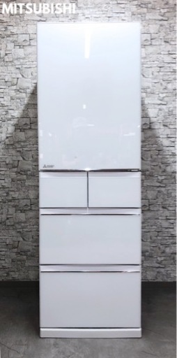 【商談中】IPK-144【美品】MITSUBISHI 三菱 ノンフロン冷凍冷蔵庫　MR-B46ZL-W 455L 2015年製 右開き 5ドア ホワイト ガラストップ