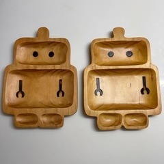 【ネット決済】木製お子様ランチ皿（ロボット）