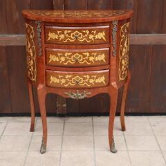 イタリア製アンティーク調の美しい象嵌細工が施されたコンソール