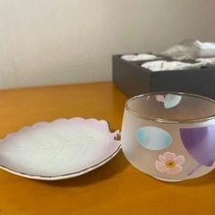翠泉　ガラスコップ菓子皿　5客セット