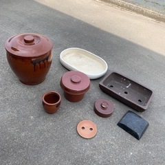 陶器セット　漬け物壺　重し　植木鉢など