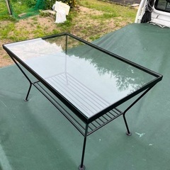 スチール製　強化ガラス天板　テーブル　steel / tempe...